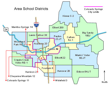 El Paso County and Pikes Peak Region School District Map